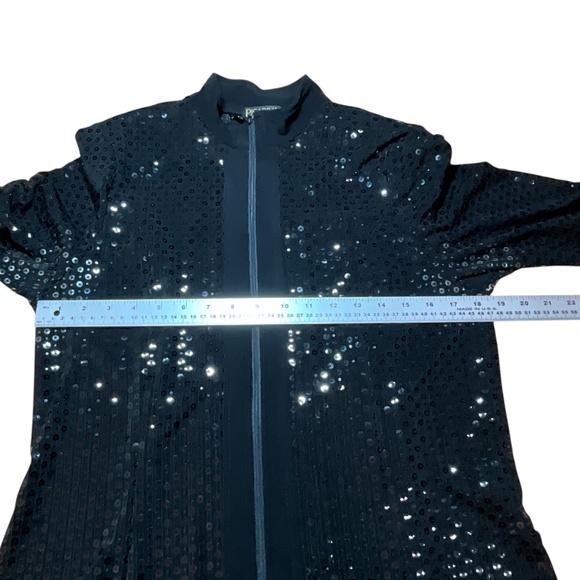 PICADILLY FASHIONS Full Front Zip Sequined Lightweight Long Sleeve Jacket Sz S - Picture 5 of 8